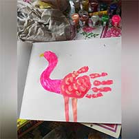Ukg B kids are forming dark and light shades of pink color.