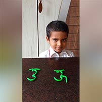 UKG A students enjoyed making swar उ and ऊ with the help of plasticine