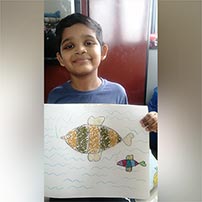 Creative use of grains done in class by grade 1A students