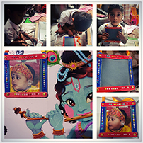 Nursery kids caged their sweet fond memories by making square shaped photo frame.