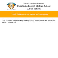 Lkg A children stocking activity.
